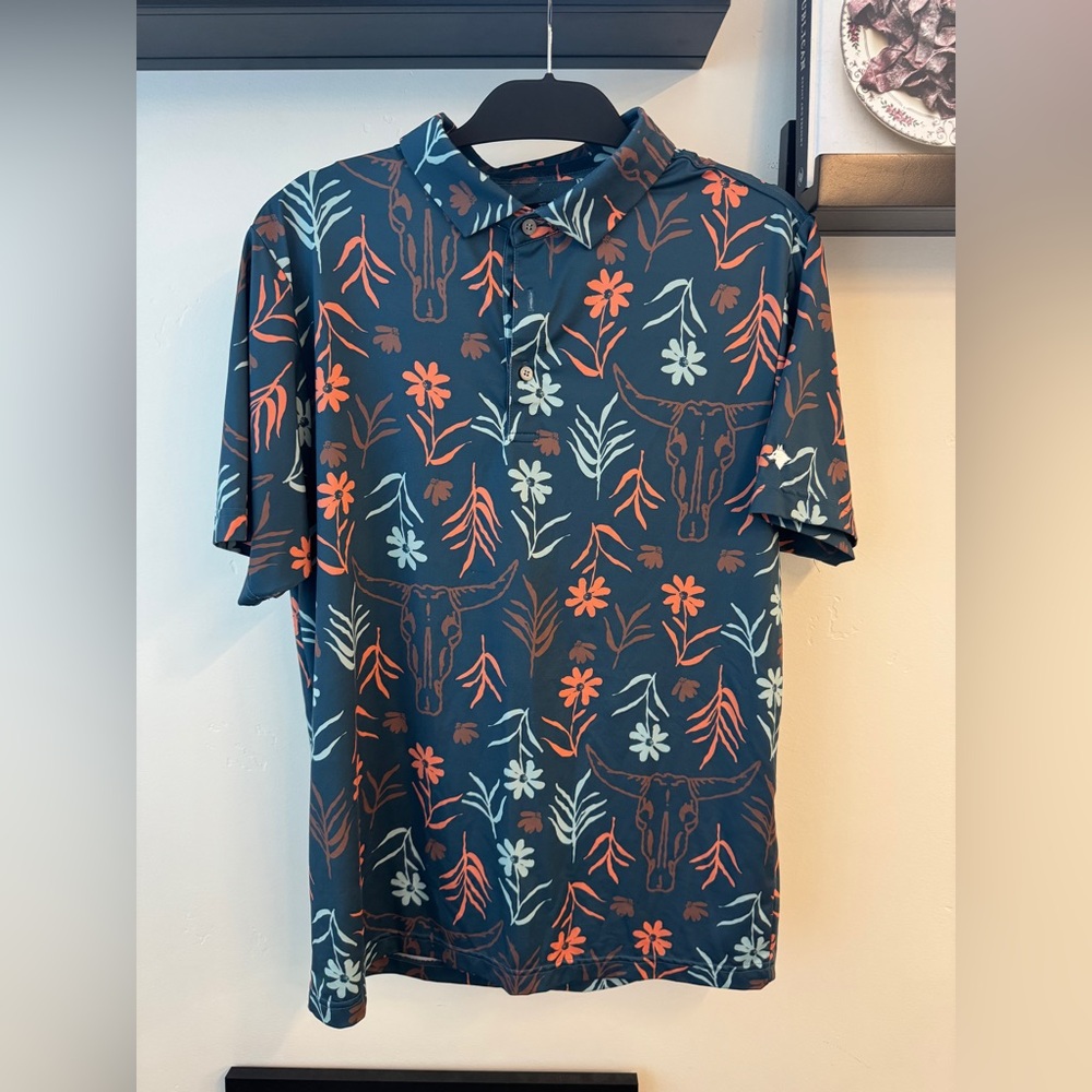 Raised By Coyotes Floral Shirt - Tech Polo